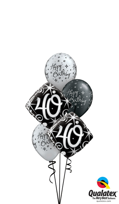Happy Birthday Age Bouquet (Black & Silver)