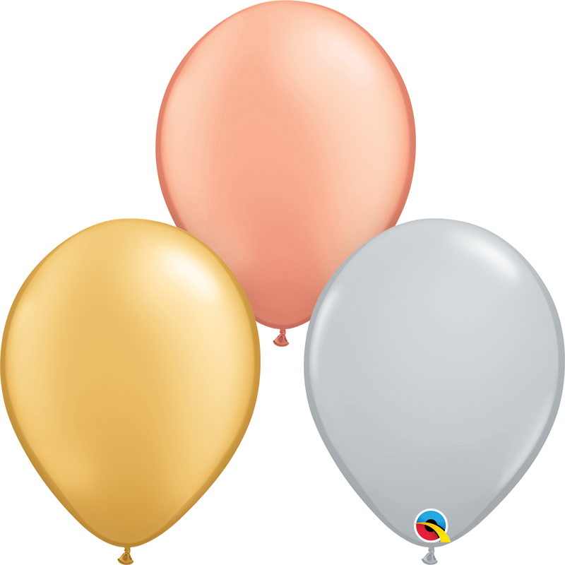 20 x Assorted Gold, Rose Gold and Silver Latex Balloons