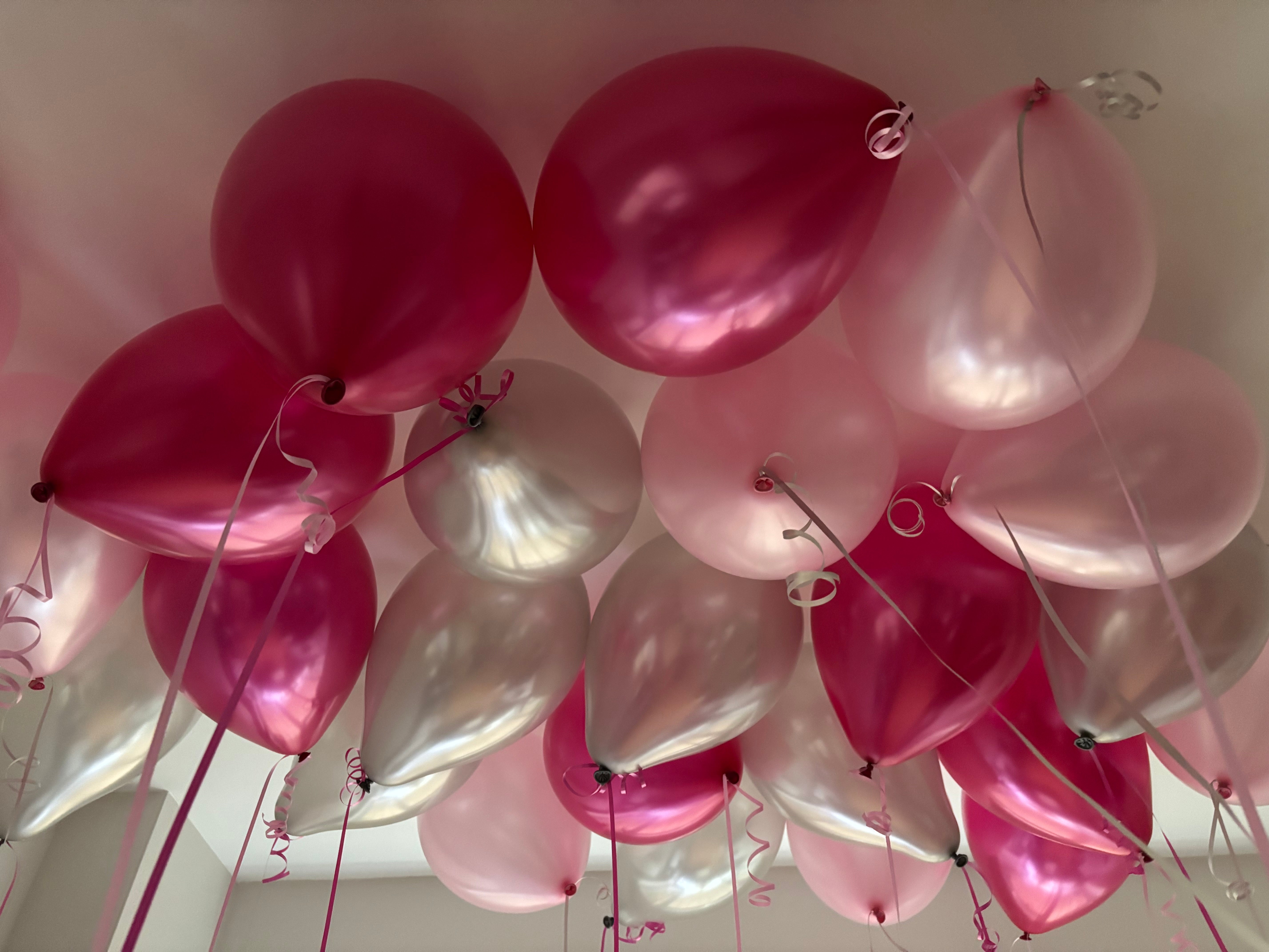 Pinks and Silver Ceiling Balloons