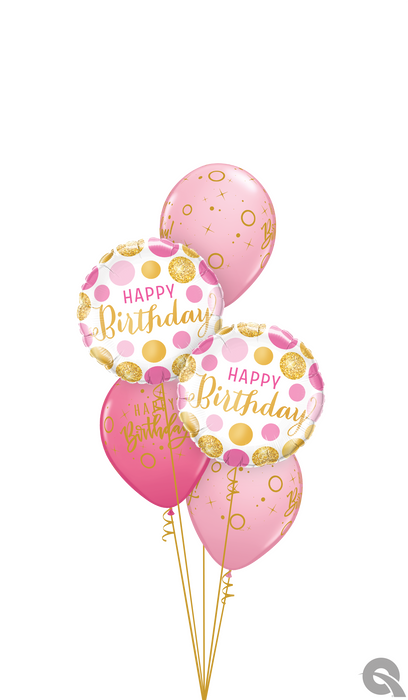 Happy Birthday Pink and Gold Classic Cluster