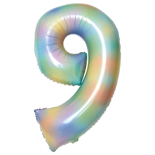 Number 0 - 9  Foil Balloon Pastel Rainbow