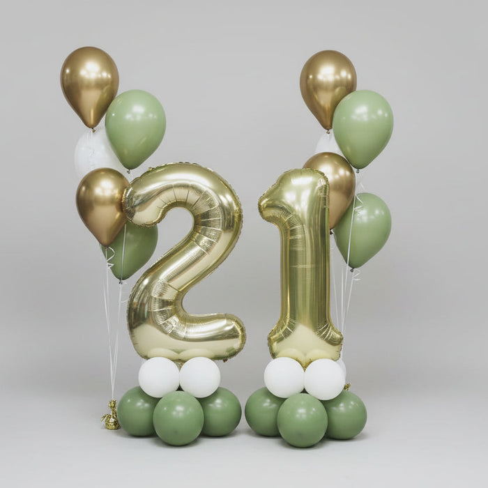 Gold and Sage Green Number Stack Centrepiece