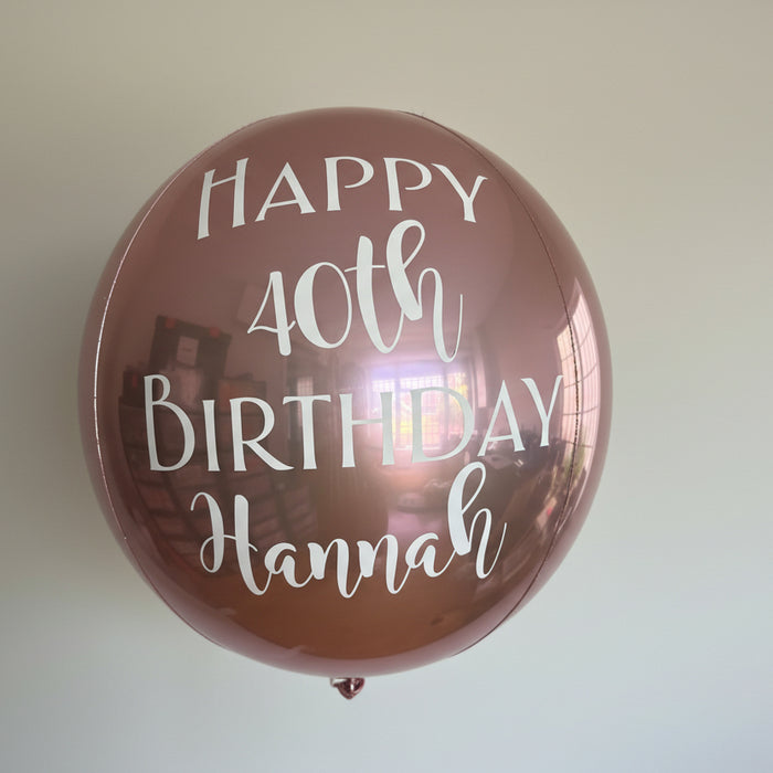 Personalised Rose Gold Orbz foil balloon