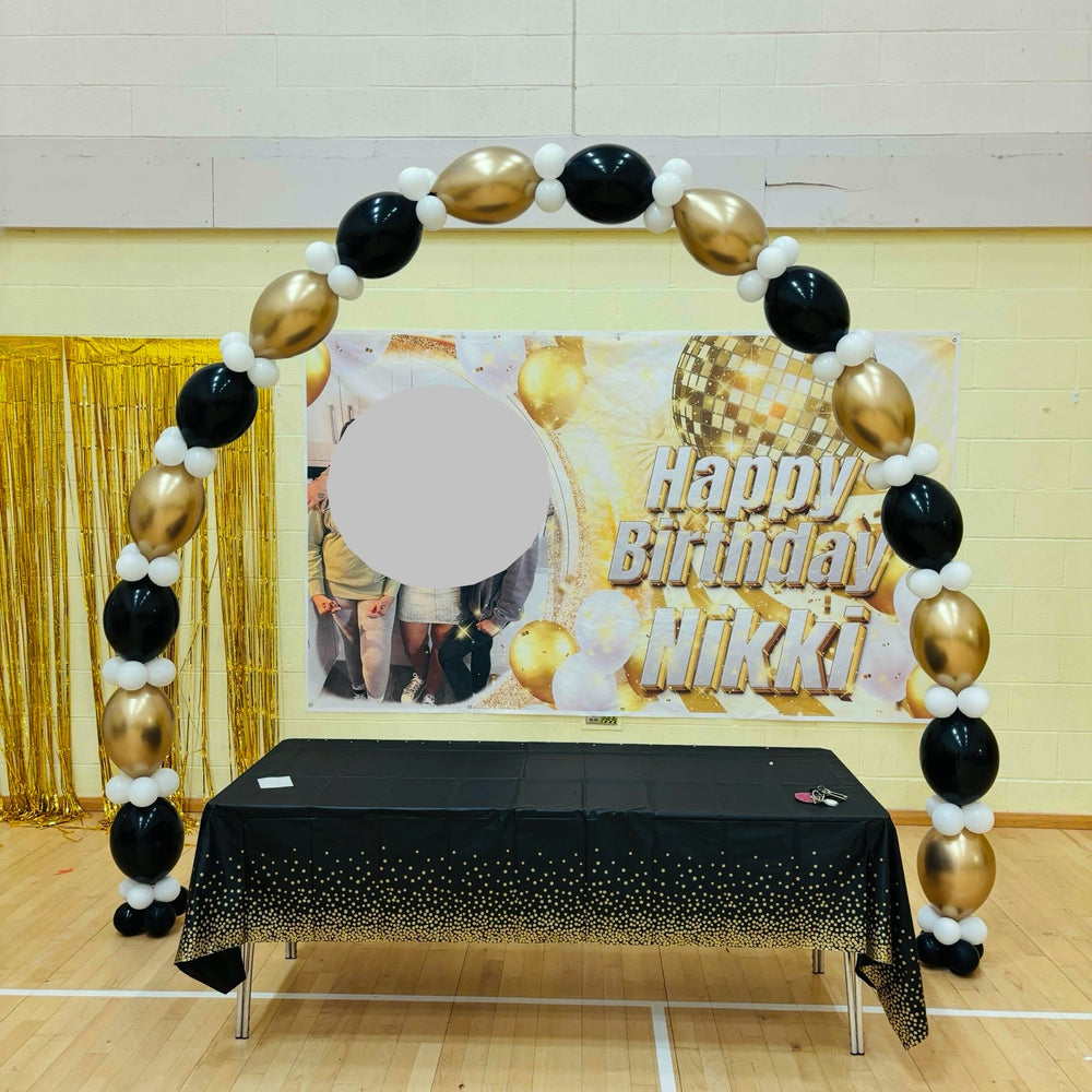 Black and Gold Link Balloon Arch