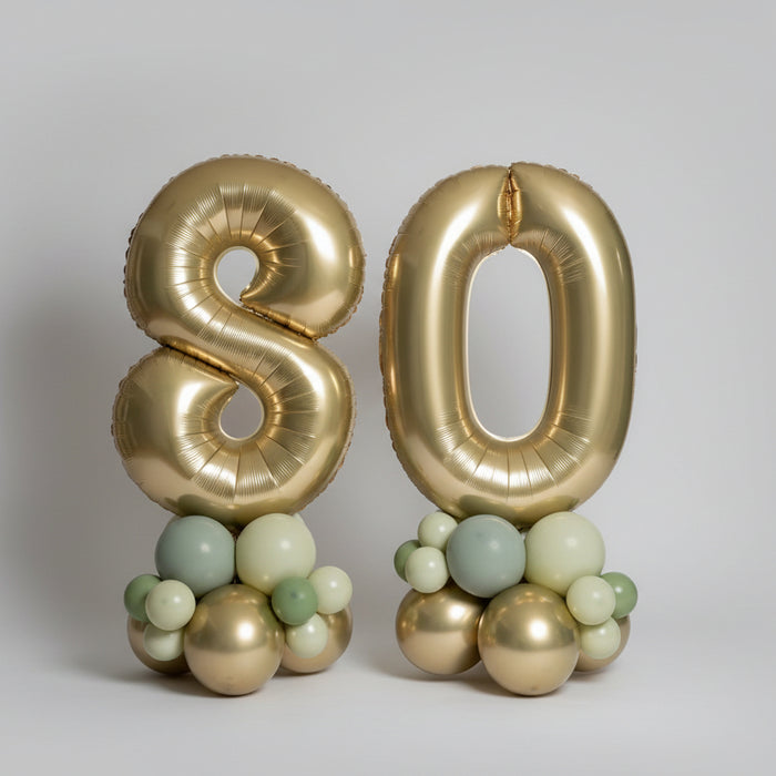 Gold and Sage Green Number Stack Centrepiece