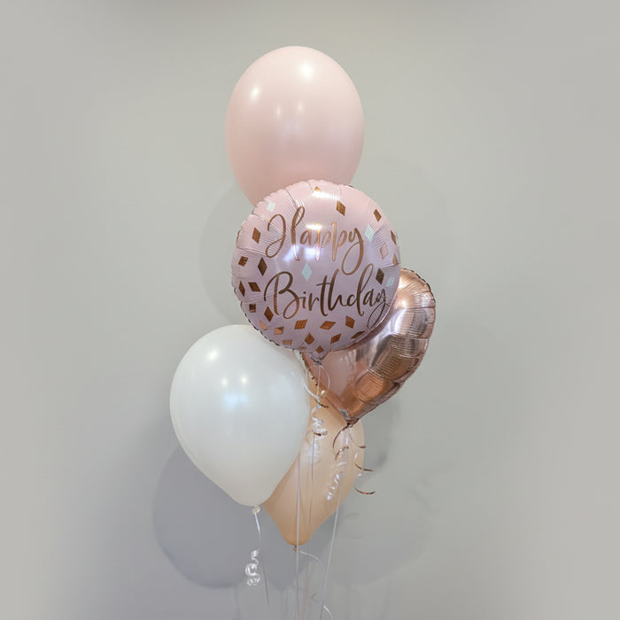Pink Happy Birthday Classic Balloon Cluster