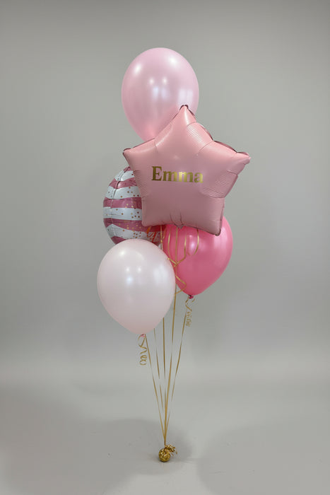 Pink Happy Birthday Classic Balloon Cluster