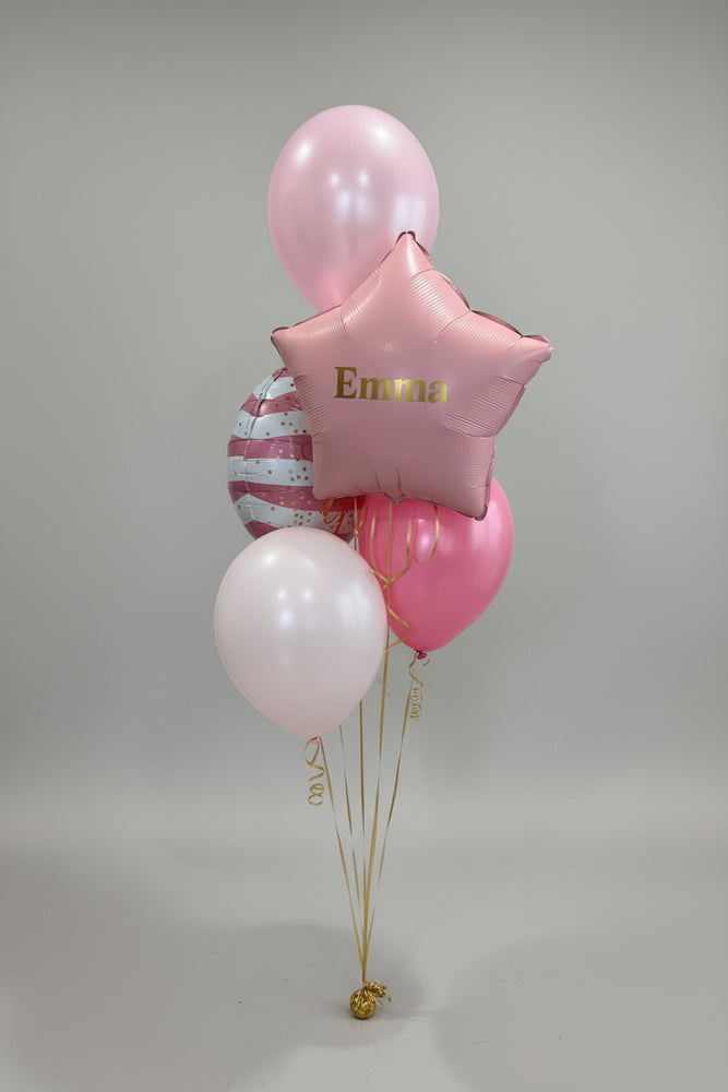 Pink Happy Birthday Classic Balloon Cluster