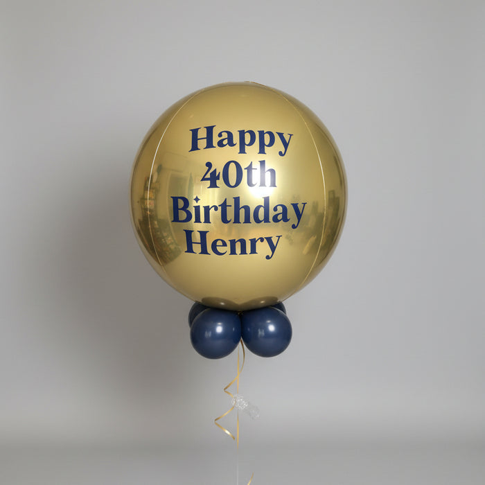 Personalised Gold/Navy foil balloon