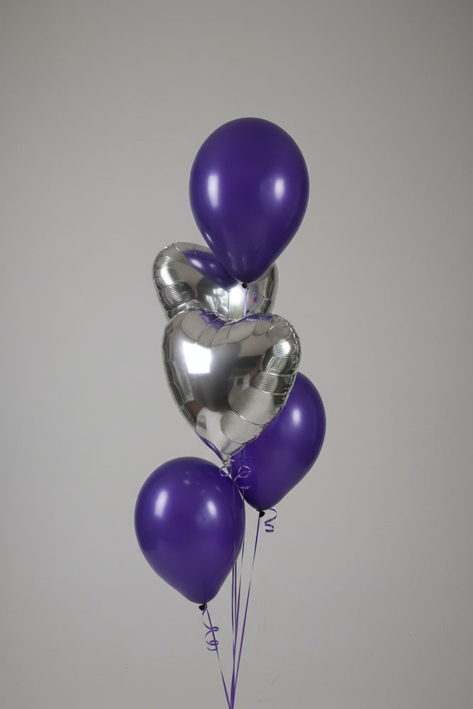 Silver Heart Balloon Cluster