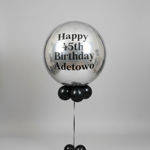 Personalised Silver/Black foil balloon