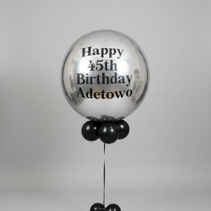 Personalised Silver/Black foil balloon