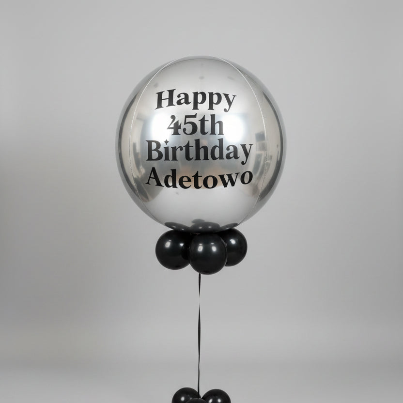 Personalised Silver/Black foil balloon