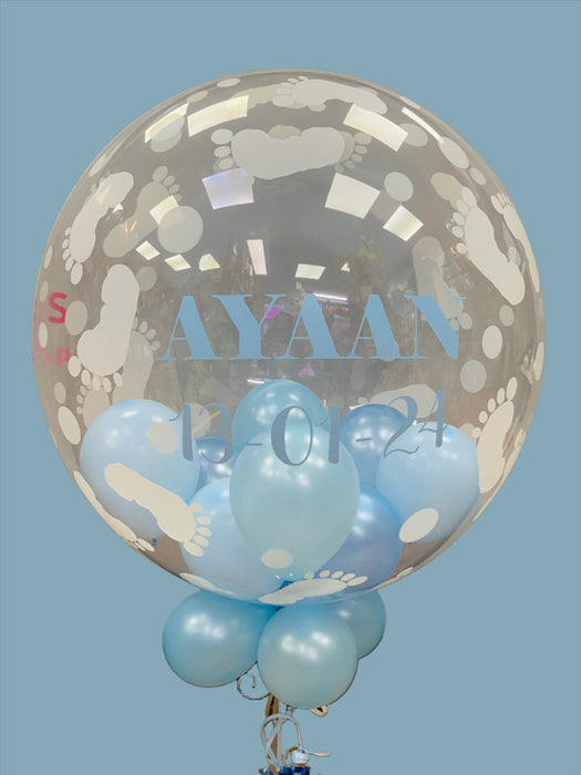 Personalised Baby Footprints Bubble Balloon