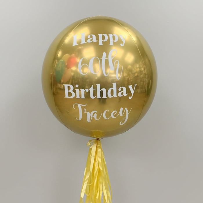 Personalised Gold Orbz foil balloon