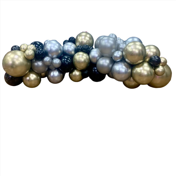 Gold, Black and Silver Balloon Garland