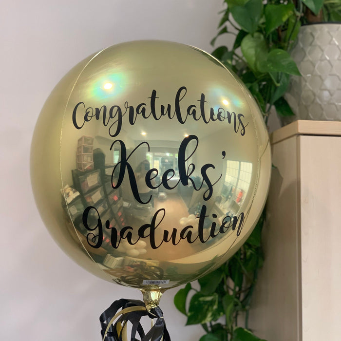 Personalised Gold Graduation Orbz foil balloon