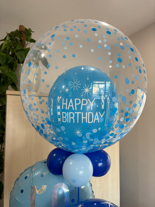 Confetti Dot Blue Happy Birthday Bubble Balloon