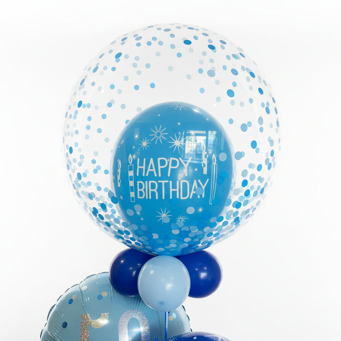 Confetti Dot Blue Happy Birthday Bubble Balloon
