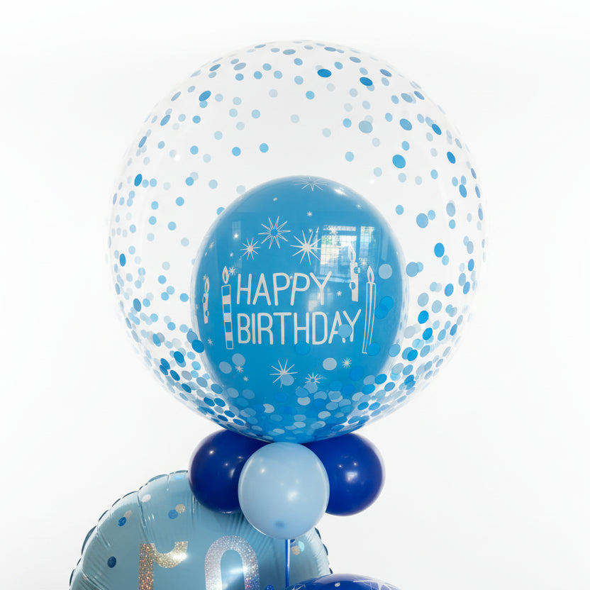 Confetti Dot Blue Happy Birthday Bubble Balloon