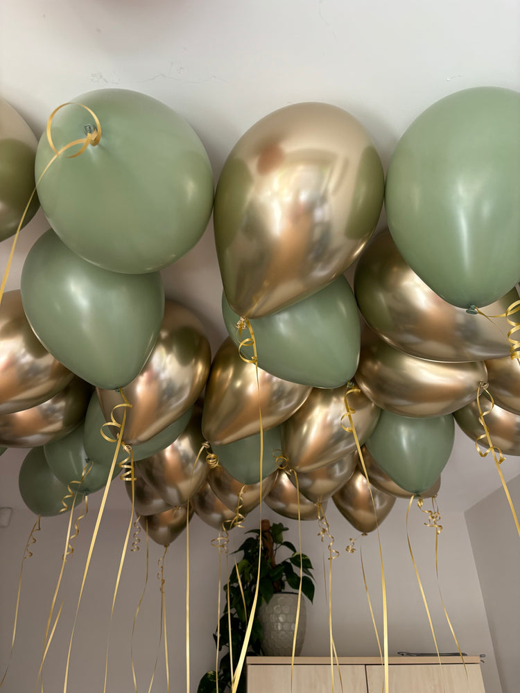 Plain Latex Balloons (Sage Green and Gold)