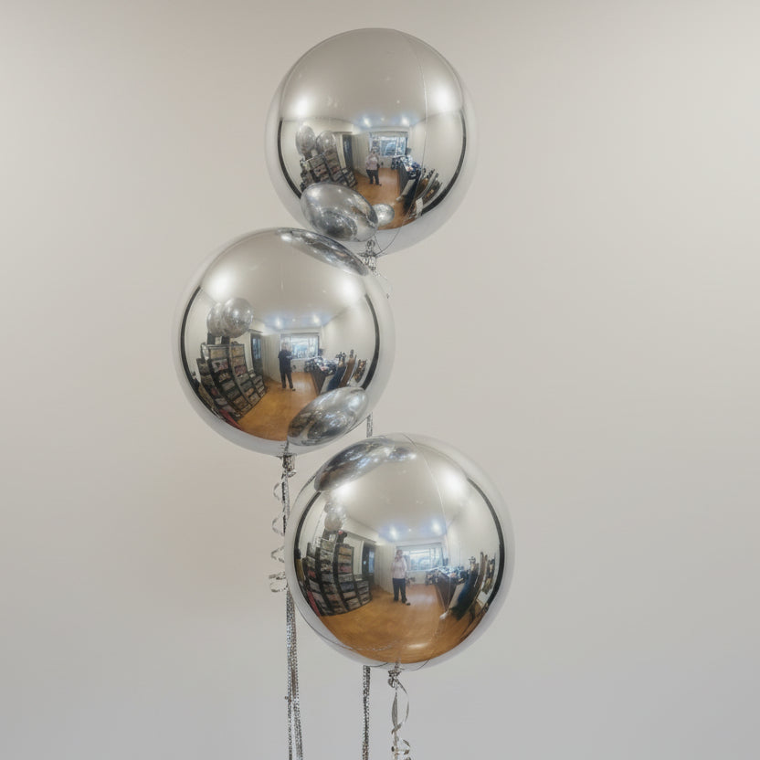 Silver Orbz Balloon x3