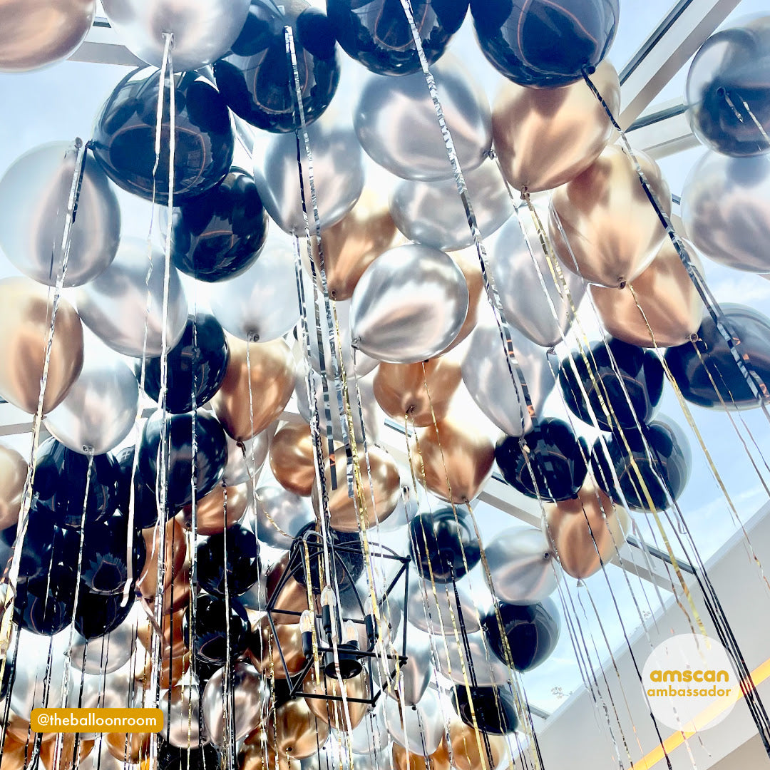 Assorted Plain Latex Balloons (Navy, Gold, Silver)