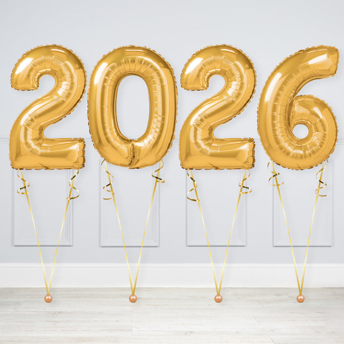 Large 2026 Inflated Number Balloons