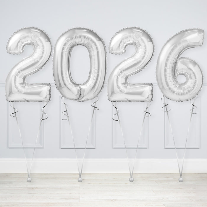 Large 2026 Inflated Number Balloons