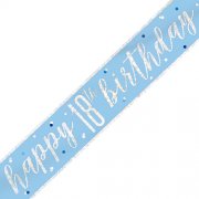 18th Blue and Silver Happy Birthday Banner