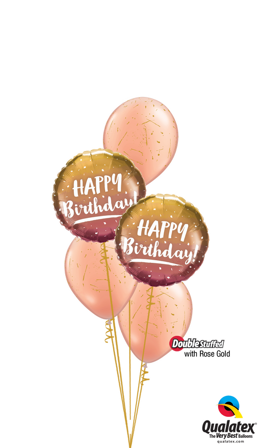 Ombre Gold and Rose Gold Happy Birthday Bouquet