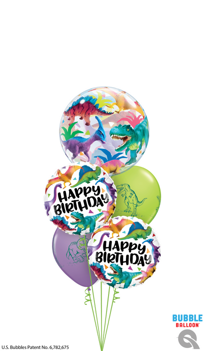 Happy Birthday Dinosaur Bubble Balloon Cluster