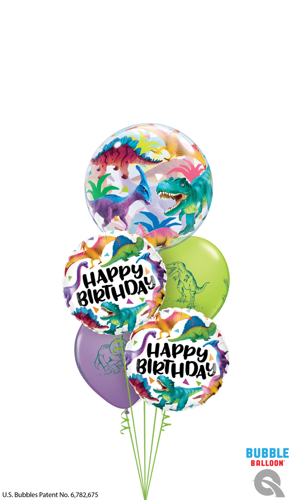 Happy Birthday Dinosaur Bubble Balloon Cluster