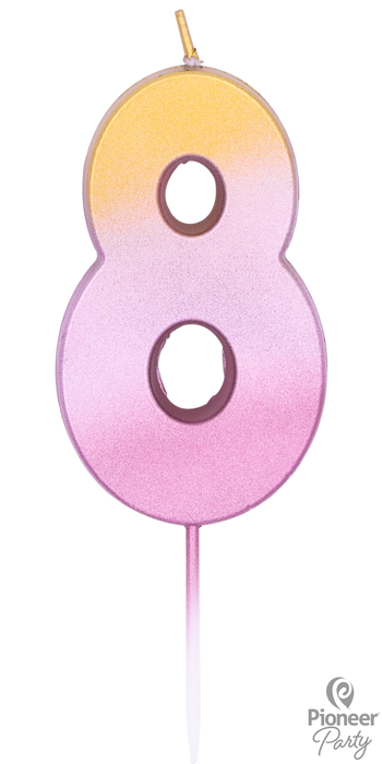 Pink and Gold Ombre Number Candle
