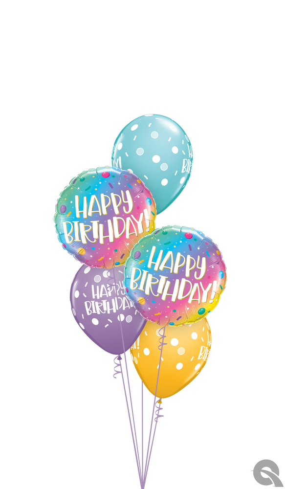 Ombre Happy Birthday Classic Balloon Cluster