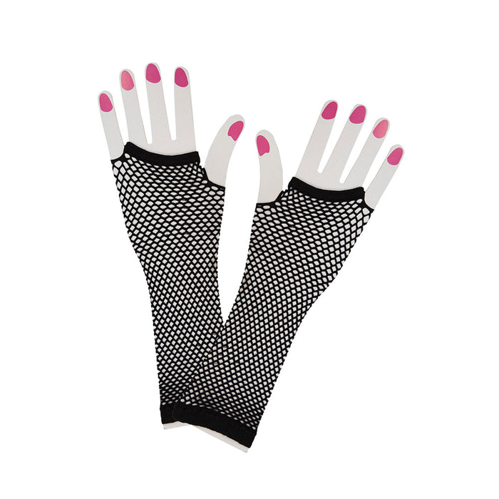 Long 80s Net Gloves (Black)