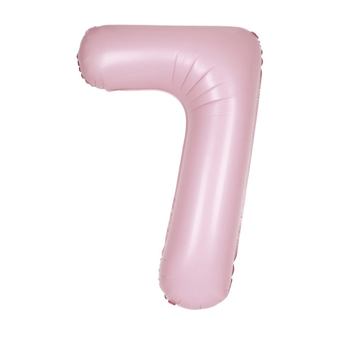 Pastel Matt Pink Number 0-9 Foil Balloon