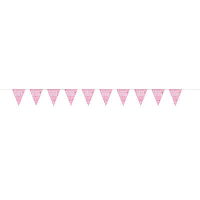 Pink and Silver Happy Birthday Bunting