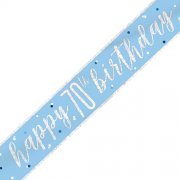 70th  Blue and Silver Happy Birthday Banner