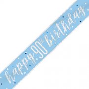 90th Blue and Silver Happy Birthday Banner