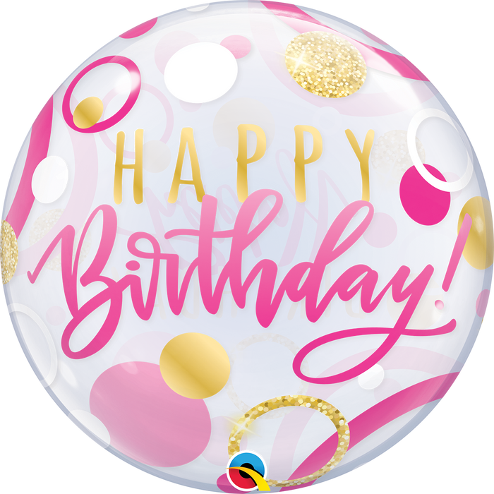 Happy Birthday Bubble Balloon (Pink & Gold)