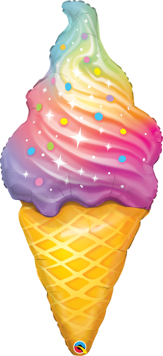 Rainbow Swirl Ice Cream Foil Balloon