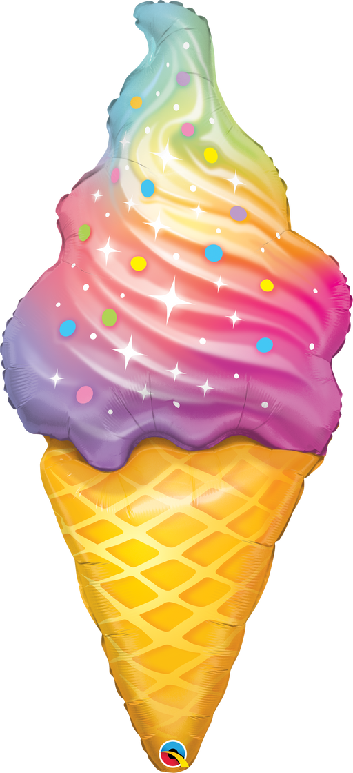 Rainbow Swirl Ice Cream Foil Balloon