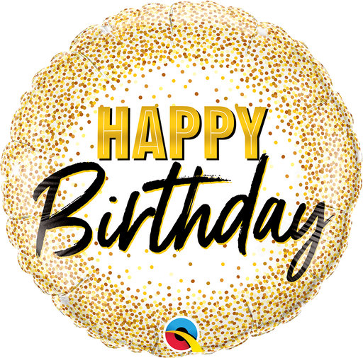Happy Birthday Foil Balloon (Gold Glitter)