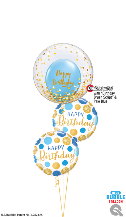Happy Birthday Bubble Bouquet (Blue dot)