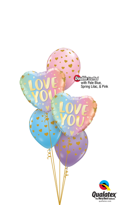 Love you ombre balloon cluster