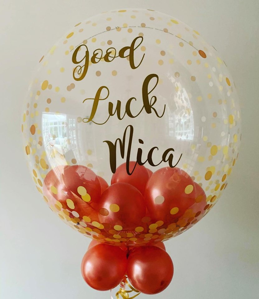 Personalised Gold Confetti Dot Clear Bubble Balloon