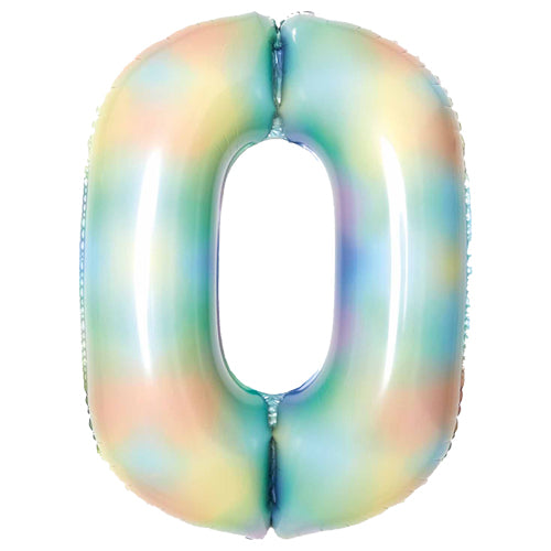 Number 0 - 9  Foil Balloon Pastel Rainbow