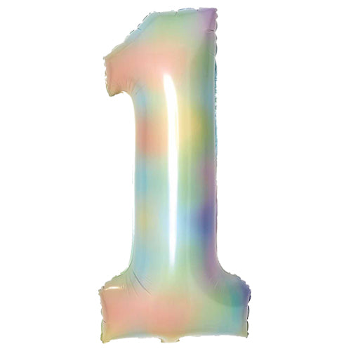 Number 0 - 9  Foil Balloon Pastel Rainbow