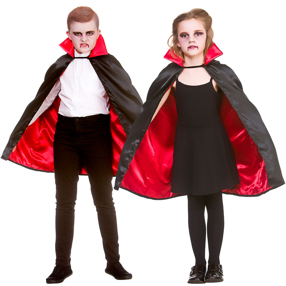 Child Deluxe Red/Black Satin Cape